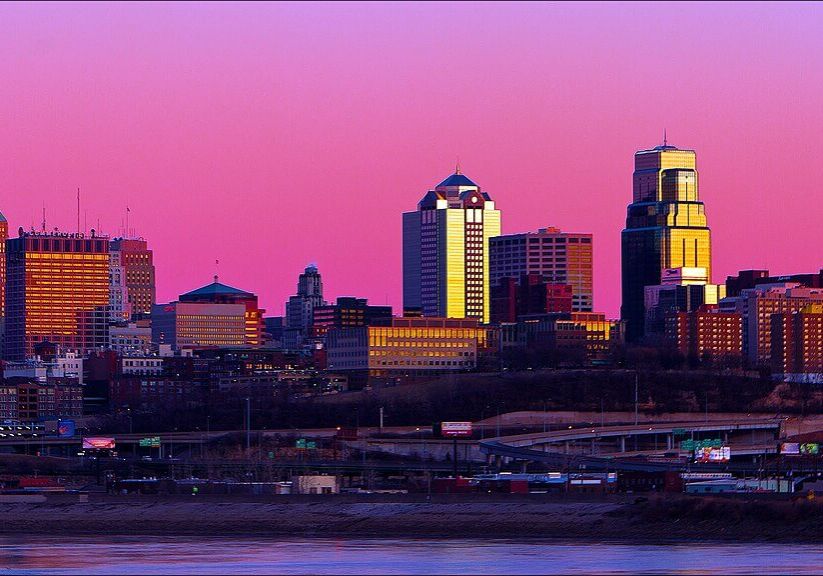 Kansas City as the sun is going down on a cold February evening. Kansas City as the sun is going down on a cold February evening.